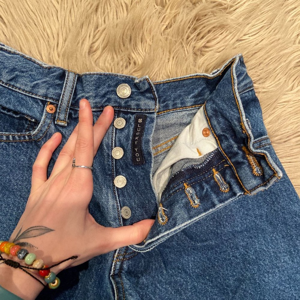 Lucky Brand "Lucky You" Button Jean Shorts